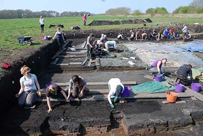 Archaeologists excavating