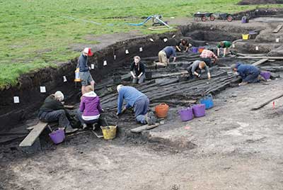 Archaeologists excavating